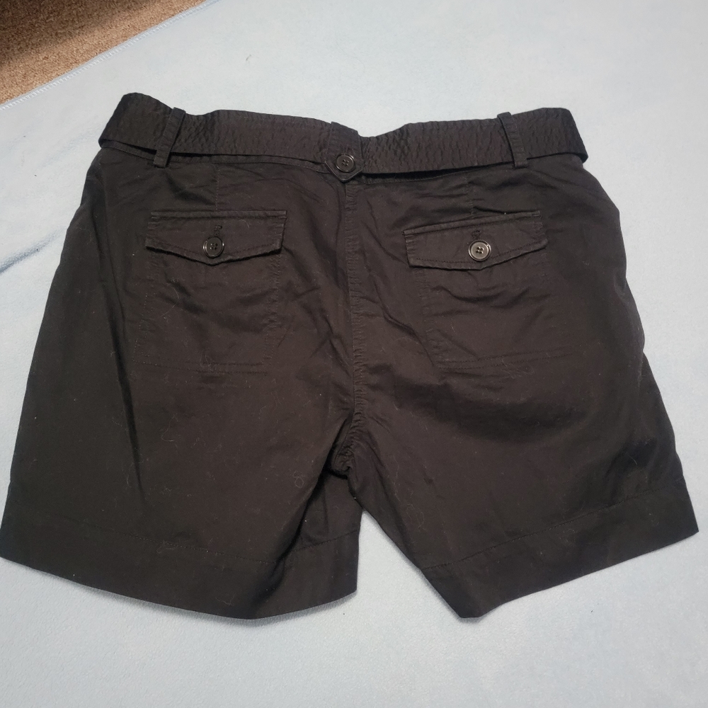 Talbots Size 6P Petites Black Shorts Lightweight Pockets Belted Cotton Preppy - Picture 4 of 10